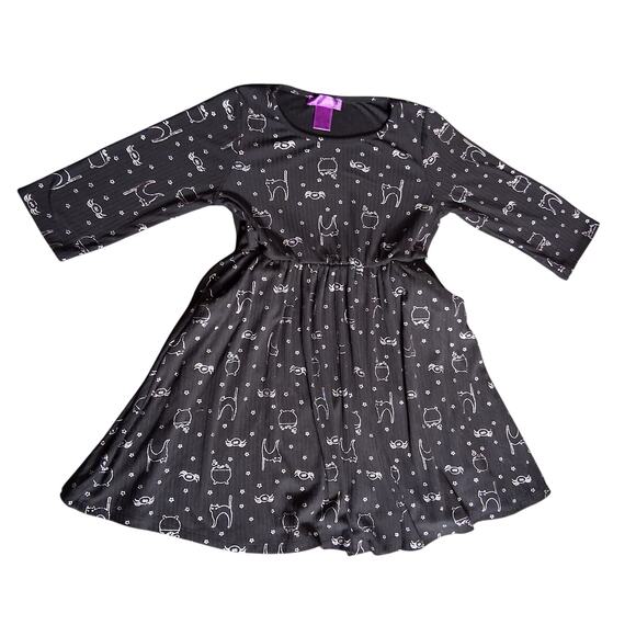 Halloween Print Black Size 10 Girls Dress Black Cat Cauldron Spiders Spooky - Picture 1 of 7